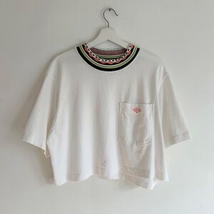 vintage Gotcha mockneck cotton boxy cropped tee neon skate surf 80s 90s S M O/S